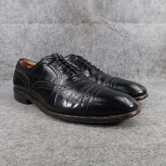 Allen Edmonds Shoes Mens 11 Oxford Leather Black Classic Brogue Cap Toe Formal - Picture 1 of 16